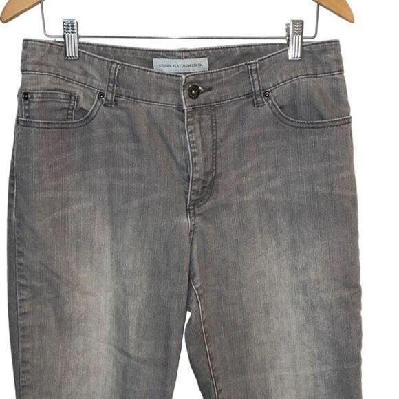 Chico's Platinum Denim Womens Ultimate Fit Stretch Bootcut Jeans Gray Sz 1 (8) - Picture 2 of 11